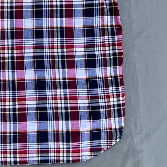 Old Navy Red Multicolor Plaid Button Down Shirt Men Size Large - Picture 11 of 13